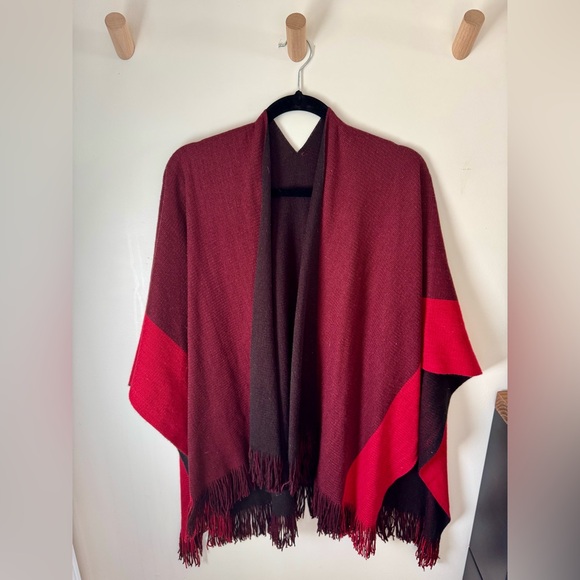 Reversible Knit Poncho Cape Wrap - Picture 2 of 3